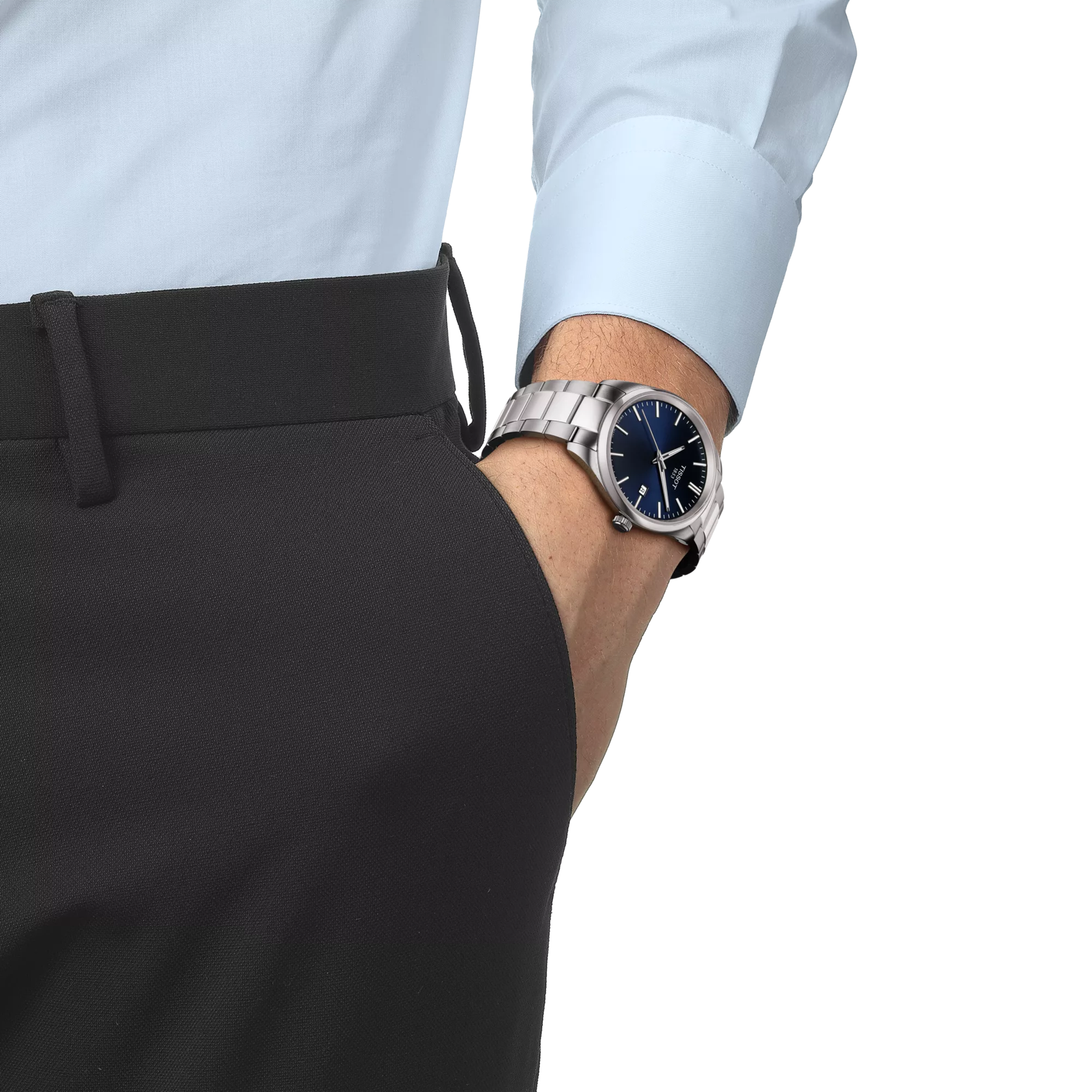 Montre Tissot PR 100 34 mm avec cadran bleu marine – Image 2