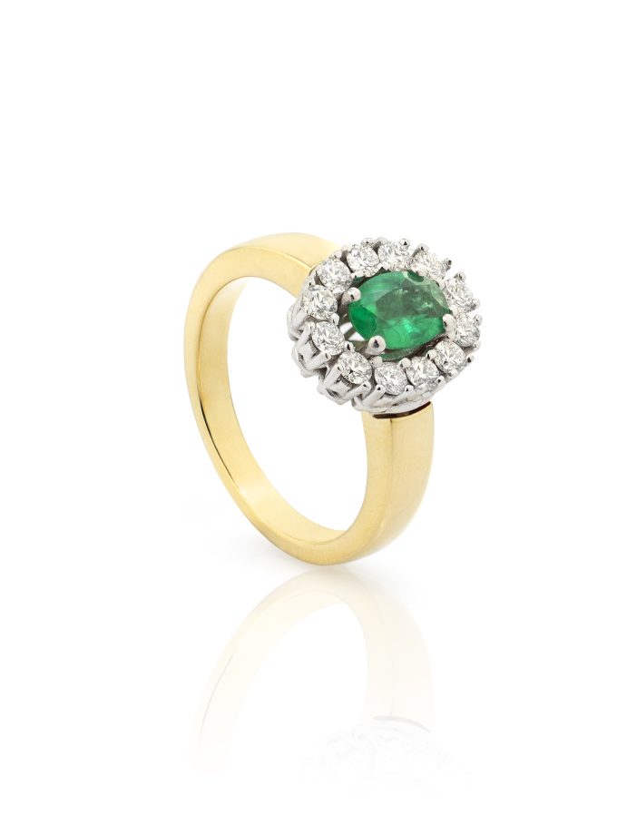 Anillo con Esmeralda y Diamantes