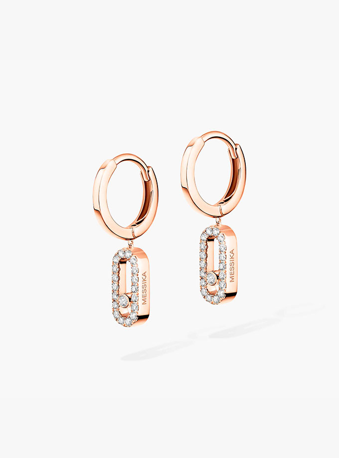Pendientes de aro Messika Oro rosa Diamante Move Uno - Imagen 2
