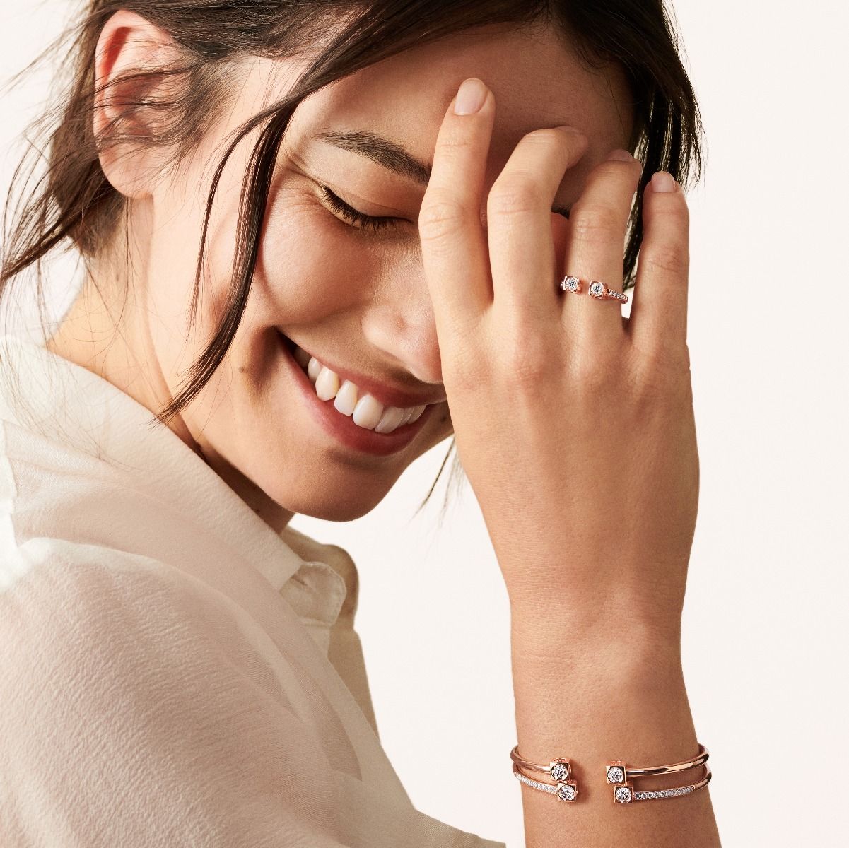 Bracelet Dinh Van Le Cube Diamant grand modèle or rose et diamants – Image 4