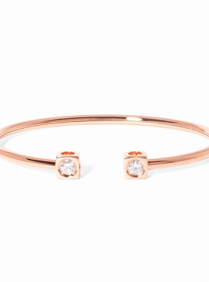 Pulsera Dinh Van Le Cube Diamant modelo grande oro rosa y diamantes