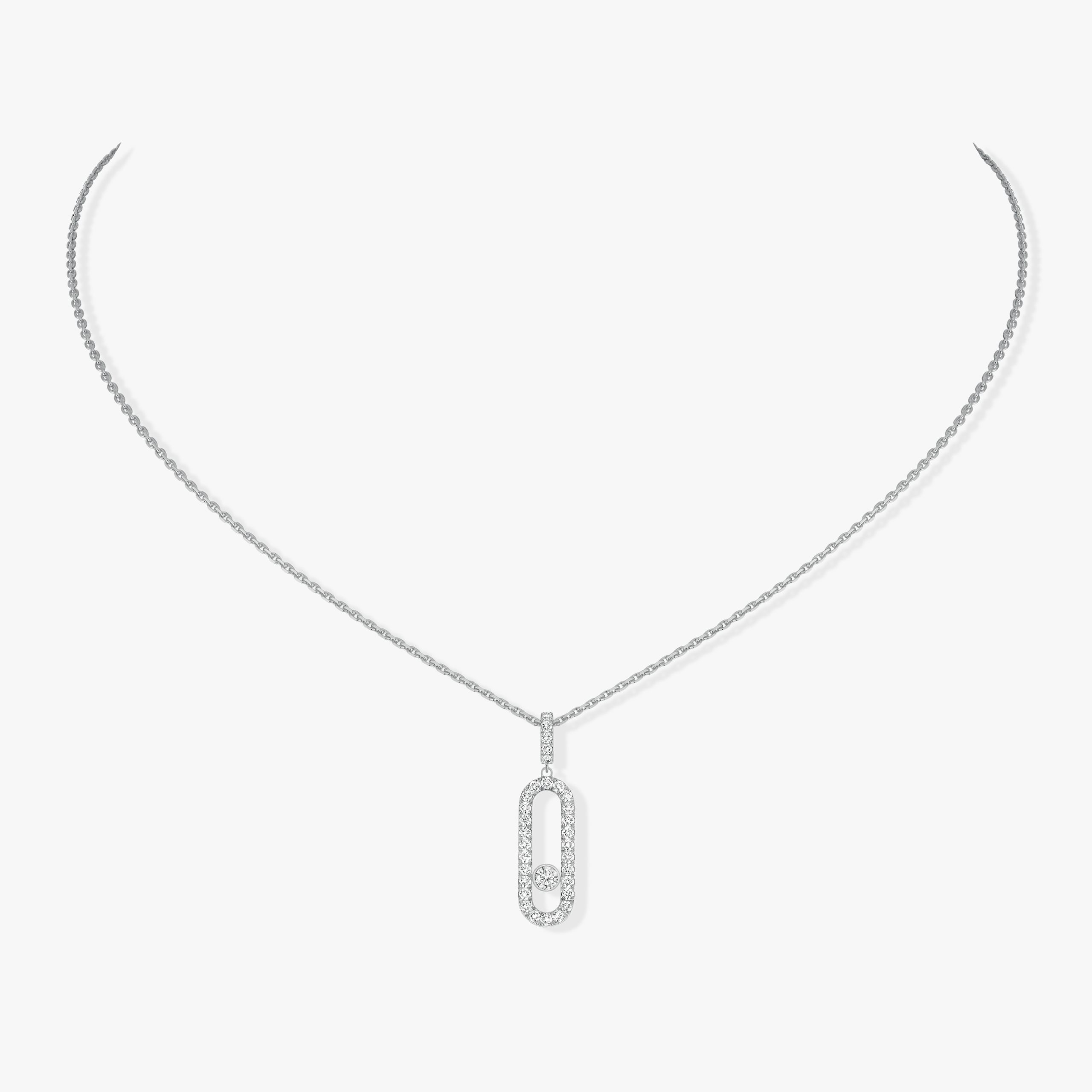 WHITE GOLD DIAMOND NECKLACE- MOVE UNO GM PAVÉ - Image 2