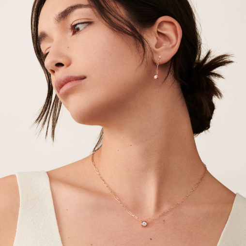 COLLAR DINH VAN LE CUBE DIAMANT ORO ROSA GRANDE - Imagen 2