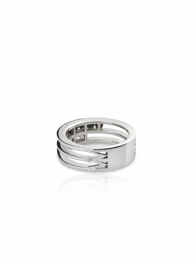 WESSELTON RING W-LINES BLACK&WHITE, WHITE GOLD AND DIAMONDS-002