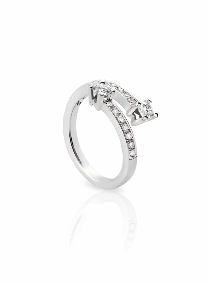 ANILLO WESSELTON DE DOS BRAZOS CON PAVÉ COLECCIÓN W ORO BLANCO Y DIAMANTE-001