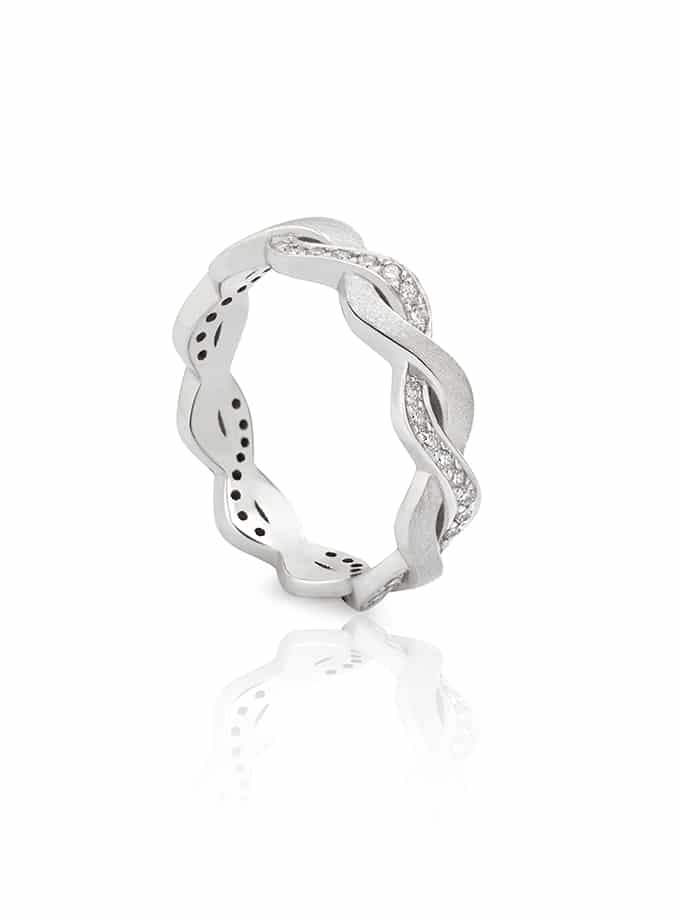 ANILLO ALIANZA ENTERA W-ETERNAL ORO BLANCO Y DIAMANTES-001
