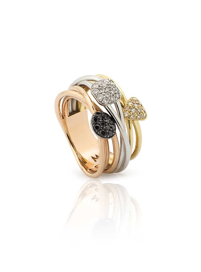 ANILLO ATELIER DE WESSELTON COLECCIÓN ÀURIA EN ORO BLANCO, AMARILLO Y ROSA CON DIAMANTES-001