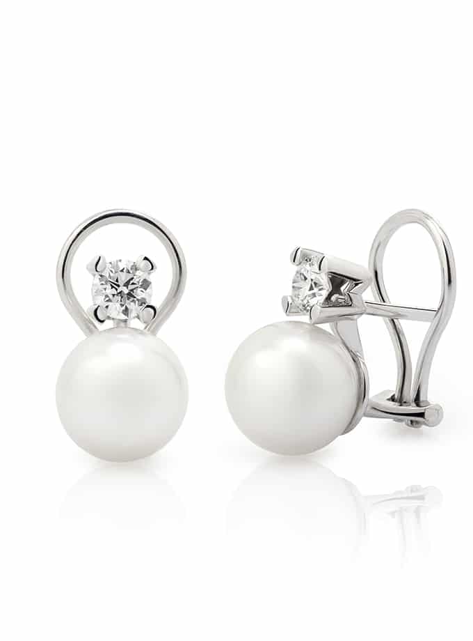 PENDIENTES TU Y YO ATELIER DE WESSELTON COLECCIÓN ESENCIA ORO BLANCO, DIAMANTE Y PERLAS-001