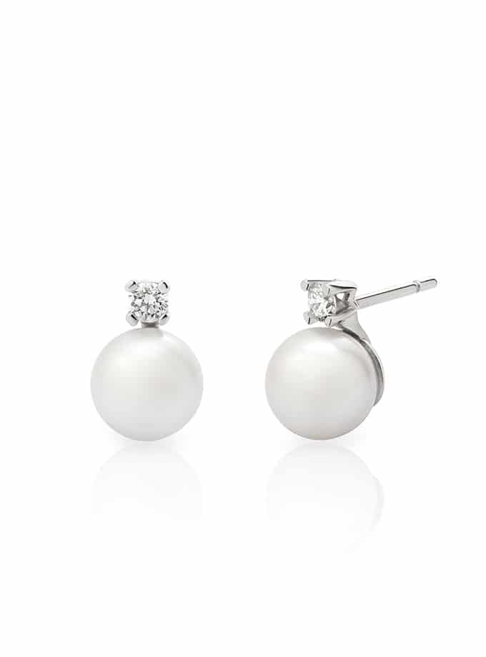 PENDIENTES TU Y YO ATELIER DE WESSELTON COLECCIÓN ESENCIA ORO BLANCO, DIAMANTE Y PERLAS-001