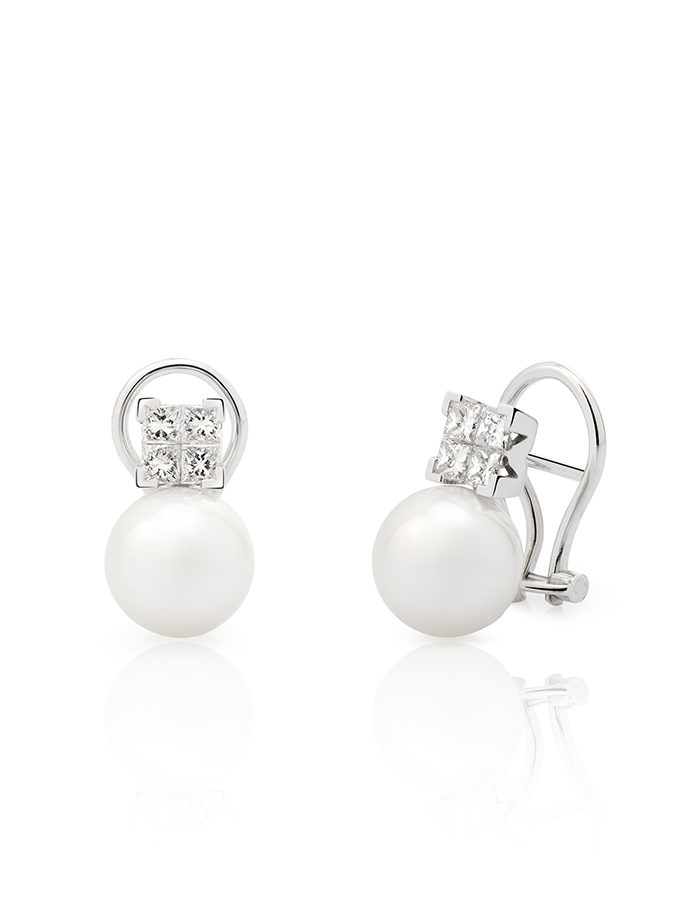PENDIENTES TU Y YO ATELIER DE WESSELTON COLECCIÓN ESENCIA ORO BLANCO, DIAMANTE Y PERLAS-001