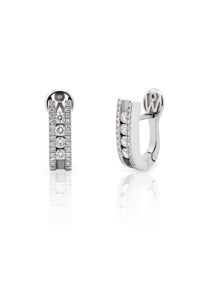 Pendientes Wesselton Oro Blanco y Diamantes Colección W Lines Pavé