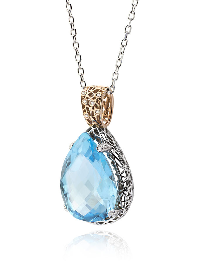 COLGANTE - ATELIERW GEA ORO BLANCO ROSA TOPACIO AZUL DIAMANTES