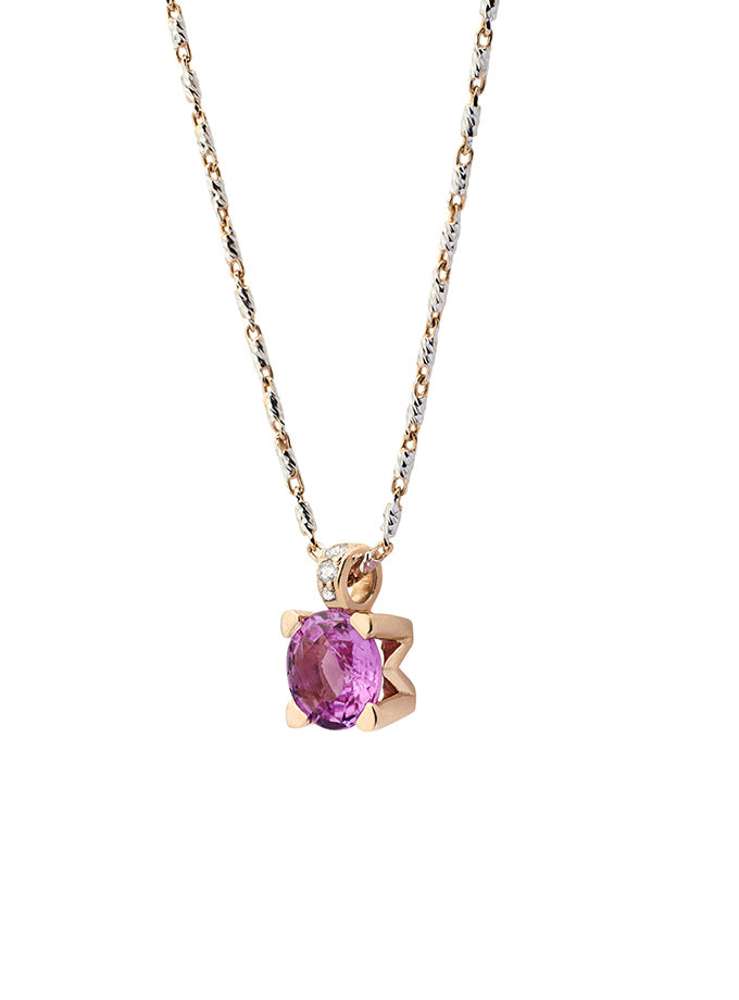 COLGANTE ATELIER DE WESSELTON COLECCIÓN ESENCIA EN ORO ROSA Y ZAFIRO ROSA-001
