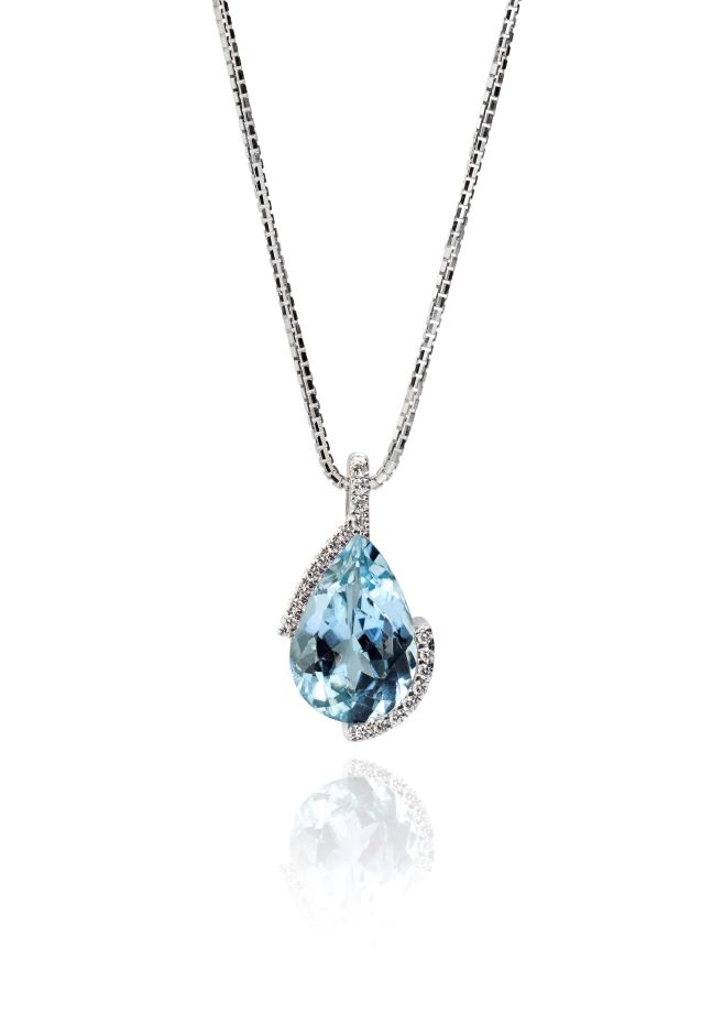 PENJOLL ATELIER WESSELTON COL·LECCIÓ GEA EN OR BLANC, AIGUAMARINA I DIAMANTS, Colgante Aguamarina en Oro Blanco y Diamantes