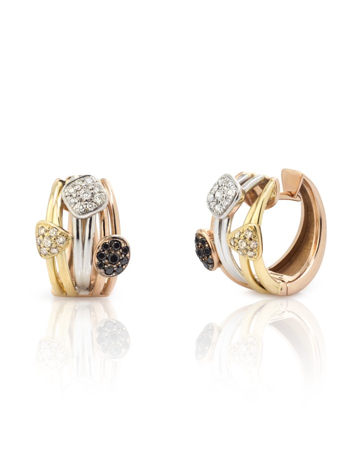 Pedientes de diamantes Tricolor