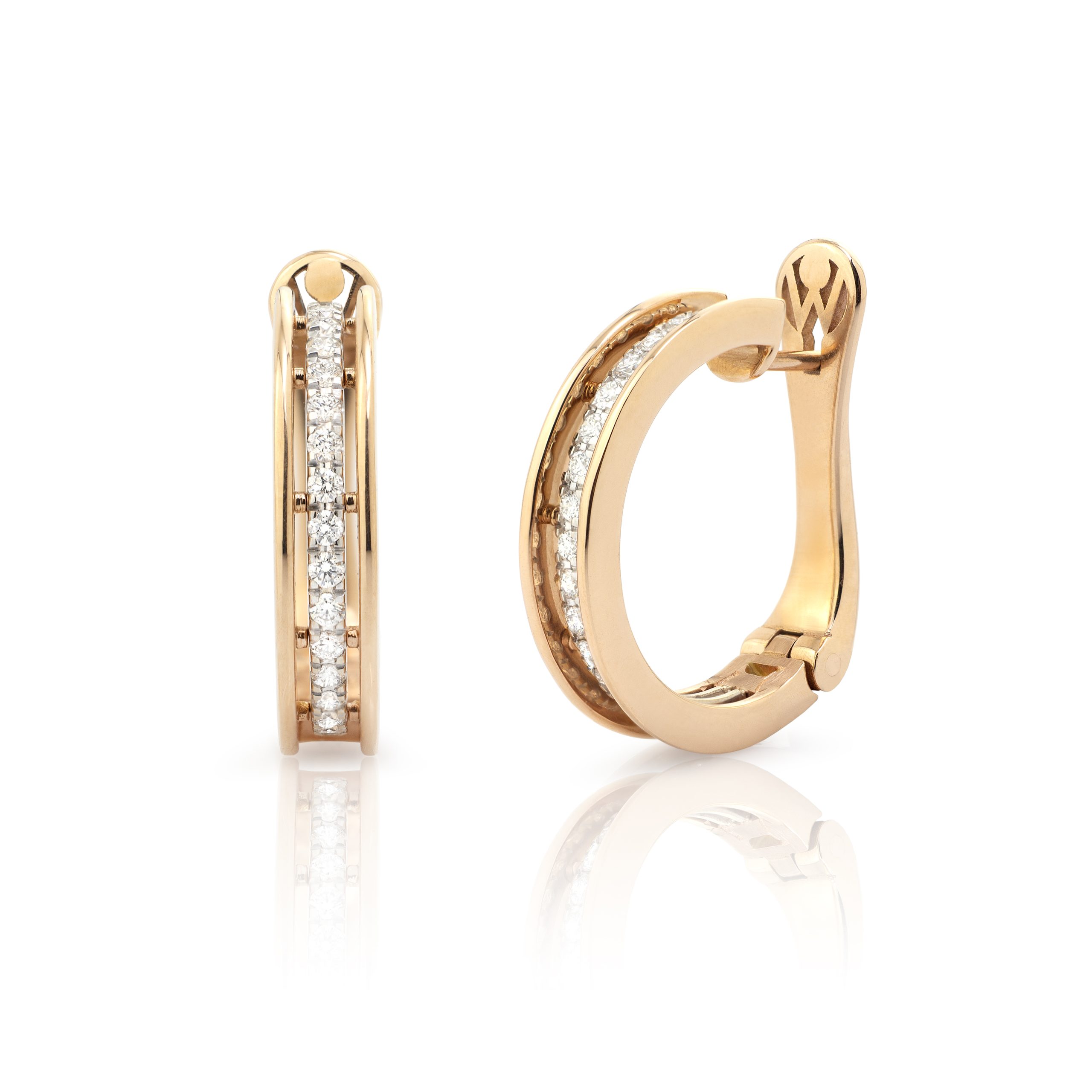 pendientes de aro de oro rosa y diamantes Lovely Lines WESSELTON