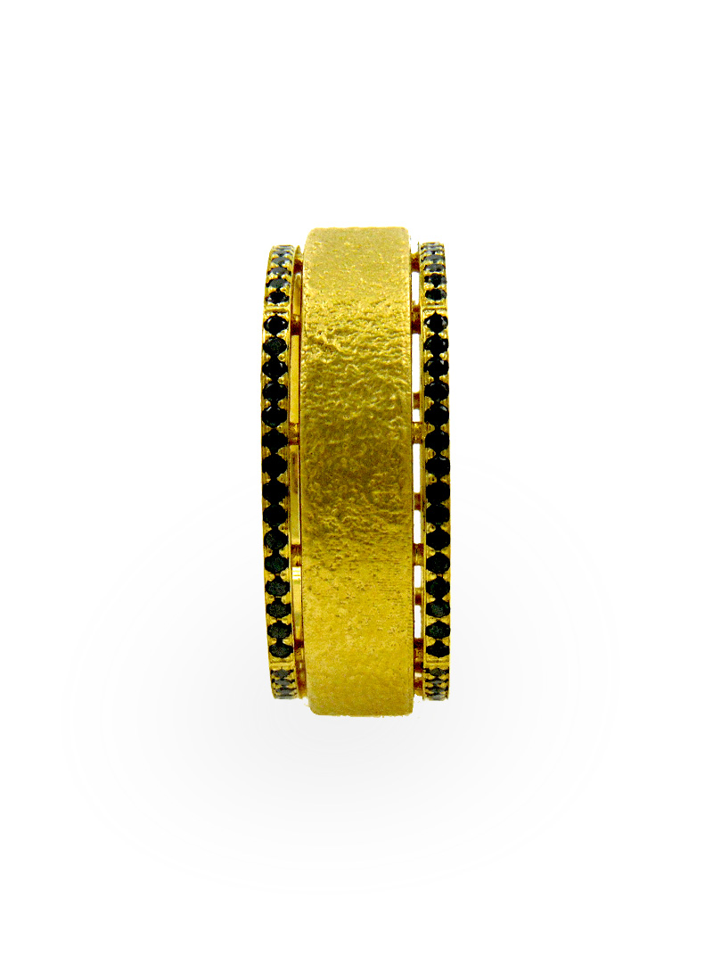 W-LINES RING YELLOW GOLD AND BLACK DIAMONDS-002