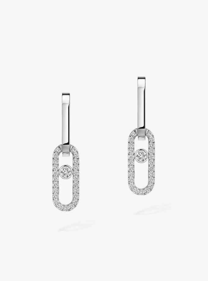 Boucles d'oreilles Messika Move Link en or blanc et diamants