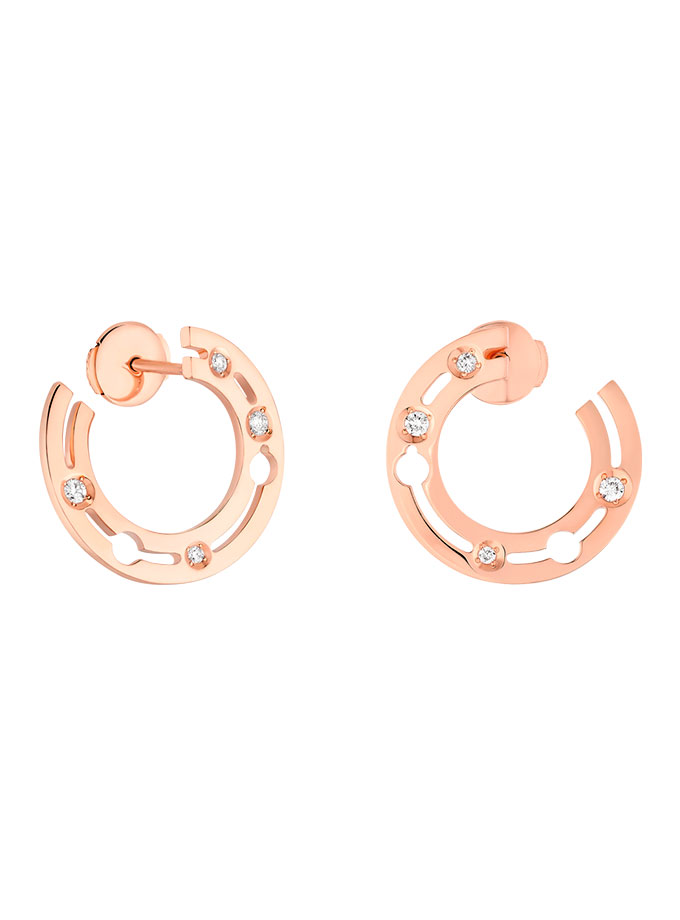 Aros Pulse Dinh Van de oro rosa y diamantes